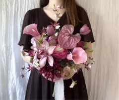 ワイン×ラズベリー アーティフィシャルフラワーブーケ ウェディングブーケ