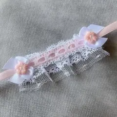 439 ぬいぐるみ用 ヘッドドレス 10cmぬい ピンク 花 リボン レース
