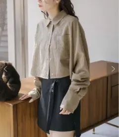 【Kastane】クロップドチェックシャツ