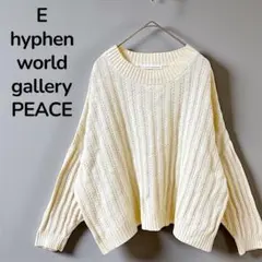 【イーハイフンワールドギャラリー】ケーブル編みニット　セーター　アイボリー　F