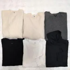 ユニクロ メンズM 6点まとめ売り スフレヤーン 3Dニット ラムニット シャツ