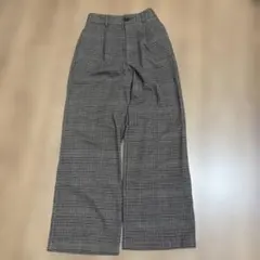 GU チェック柄 ワイドパンツ 茶色
