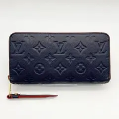 IC 路易威登 壓紋皮革 拉鍊長夾 海軍藍紅 895