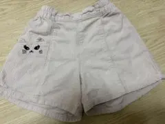 猫刺繍 白 ハーフパンツ 110サイズ