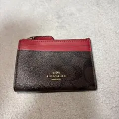 COACH カードケース ブラウン/レッド