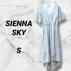 1032　ワンピース　ロング丈　フレア　デート　ドット　半袖　S