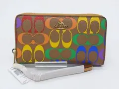 [3295]　未使用　＊コーチ＊　長財布　シグネチャー　レインボー　C4537