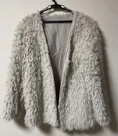 美品　シャギーファーコート　M フェイクファー グレージュ　カーディガン