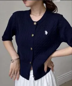 U.S. POLO ASSN. 半袖ケーブルニットカーディガンのサムネイル