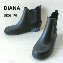 DIANA【M】サイドゴア　ショートレインブーツゴールド金具　ネイビー　日本製