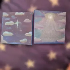 世界に一つだけの水彩画夜空と星のアートパネル 2枚セットのサムネイル