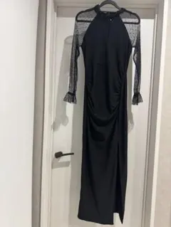 シースルー袖 ブラックドレス