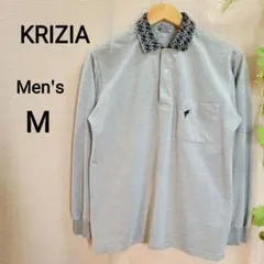 B.by KRIZIA メンズ 長袖ポロシャツ M大きめグレー刺繍 クリッツア
