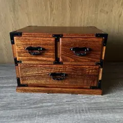 ❣美品　木製小物収納ボックス 3引き出し☝˃̵͈̑ᴗ˂̵͈̑❤