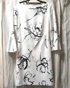 週末sale　ローレンラルフローレン 花柄 ワンピース ストレッチ 白