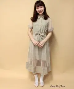 パラビオン　チェックリボンチュールワンピース