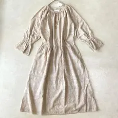 未使用品　LOURMARIN 刺繍入り　ロングワンピース　総柄　綿　コットン