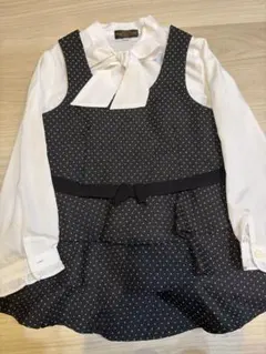 フォーマルドレス 黒と白のドット柄　キッズ　入園　女の子　100 110 セット