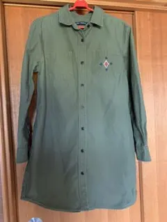 カーキ シャツ ロング丈 刺繍のサムネイル