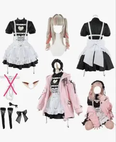 魔界ノりりむ コスプレ衣装 30cmパニエ、セット済みウィッグ付きのサムネイル