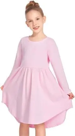 [Arshiner] ワンピース 長袖 無地 女の子 綿100% 子供服 可愛い