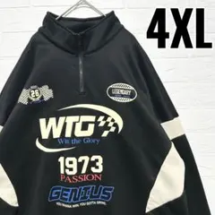 スウェット　トレーナー　裏起毛　黒　大きいサイズ　レーシングロゴ　【4XL】