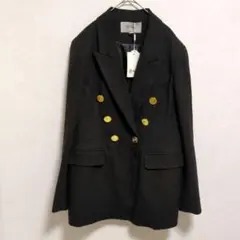 新品未使用　ダブルブレスト テーラードジャケット　XLサイズ　ブラック 金ボタン