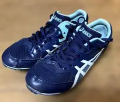 アシックス 陸上スパイク 25cm エフォート13 青 初心者・部活の練習用に