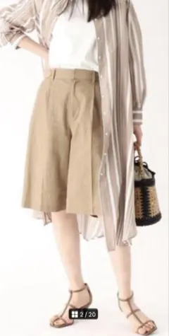 【新品タグなし】オペークドットクリップ　ストライプ 長袖シャツワンピース　38