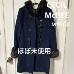 CECIL McBEE ファー付きダッフルコート ネイビー