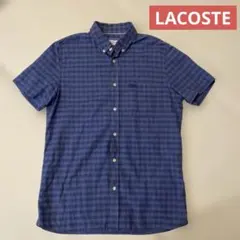 LACOSTE チェック柄半袖シャツ US M