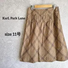 カールパークレーン チェックスカート 11号 ベージュ オフィスカジュアル