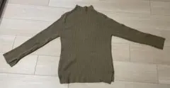 リブ編みハイネックセーター ベージュ　オリーブ