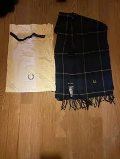 Fred Perry ネイビー チェックマフラー