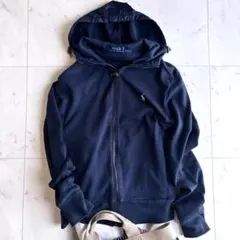 極美品♪ポロラルフローレン 異素材フーデットパーカー フーディー L ネイビー