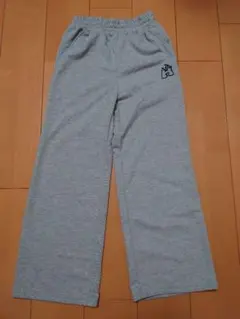 グレー スウェット 長ズボン ロゴ刺繍