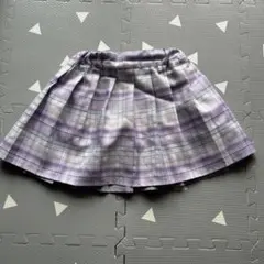 紫系チェック柄プリーツスカート