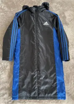 adidas フード付きダウンコート　中綿　140cm　ブラック/ブルー
