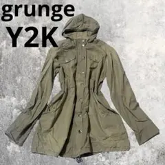 Y2K フェアリーグランジ カーキ モッズジャケット ミリタリージャケット