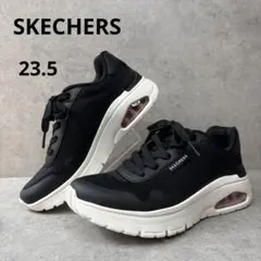 新品！SKECHERS スケッチャーズ　ブラック　ピンクエアー　厚底スニーカーのサムネイル