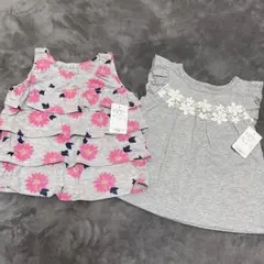 お花半袖シャツ2枚セット/タンクトップ/H&M/ユニクロ/プティマイン/フタフタ