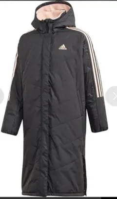 【未使用タグ付】adidas ロングコート ブラック/ピンク　160cm