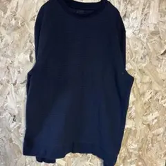 H&M ダークブルー クルーネックセーター EUR M シンプル　横ボーダーのサムネイル