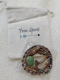 Free Spirit 天然石　ストーンネックレス　ポーチ付き　エスニック