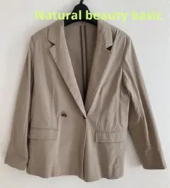 ナチュラルビューティーベーシック ノーカラージャケット ベージュ S