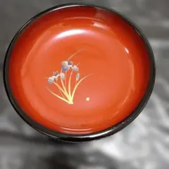 黒漆塗り 菓子器 花柄 箱付き