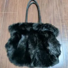 INDIVI 黒 ファー ハンドバッグ