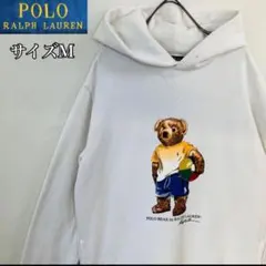 【大人気】ポロラルフローレン パーカー サイズM　BEAR ホワイト デカロゴ
