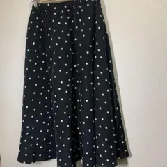 水玉模様 フレアロングスカート