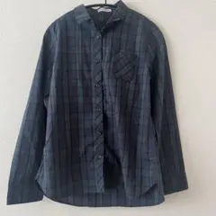 イーハイフン　緑　チェック柄　長袖シャツ　春服　ブラウス　おしゃれ　シンプルのサムネイル